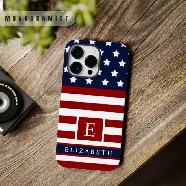 Anpassade Förenta staternas Flagga Red Blue Färg (Customizable The USA American Flag Red Blue Color Case-Mate iPhone Case)