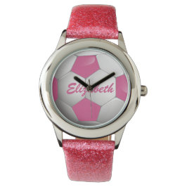 Anpassade Fotboll Fotboll Rosa och vit Armbandsur
