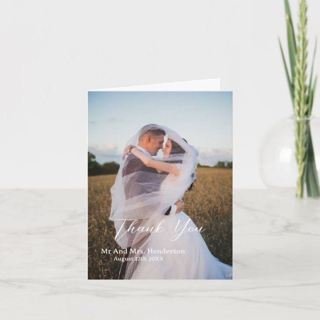 Anpassade Foto Bröllop Tacksamhetskort Tack Kort (Framsida)