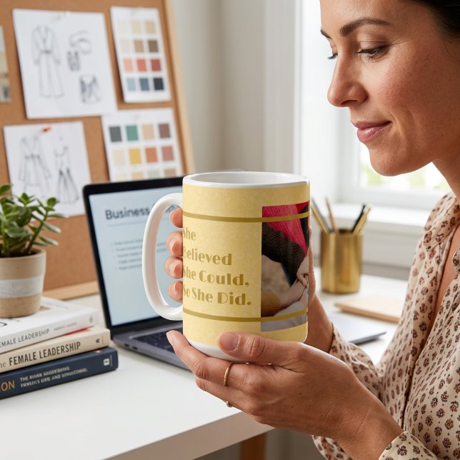 Anpassade Foto Inspirerande Gåvor för Kvinnor Gula Kaffemugg (Custom Photo Inspirational Gifts for Women Yellow Coffee Mug)