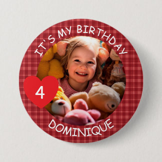 Anpassade Foto, Namn och åldersknapp Knapp