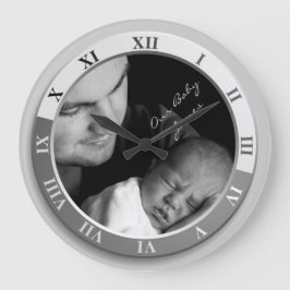 Anpassade Fotografier Clock Silver Roman Numeral Stor Klocka