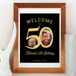 Anpassade foton 50-årsdag guld svart välkommen poster