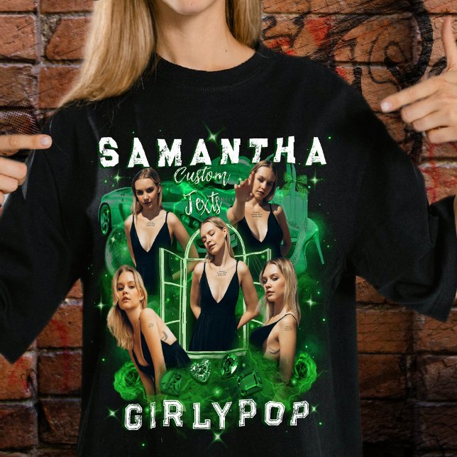 Anpassade foton Bootleg Vintage Smaragdgrön Rap   T Shirt (Skapare uppladdad)