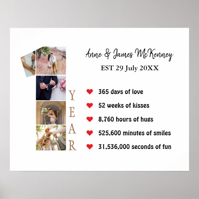 Anpassade fotonummer ramar 1:a årsjubileum poster (Framsidan)