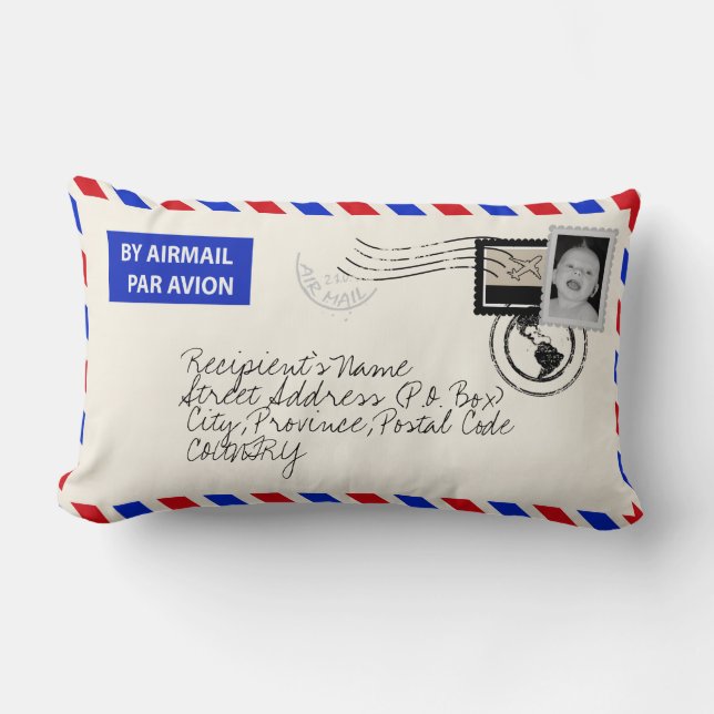 Anpassade Fotoöverföring Airmail-kuvertfyllning Lumbarkudde (Framsida)
