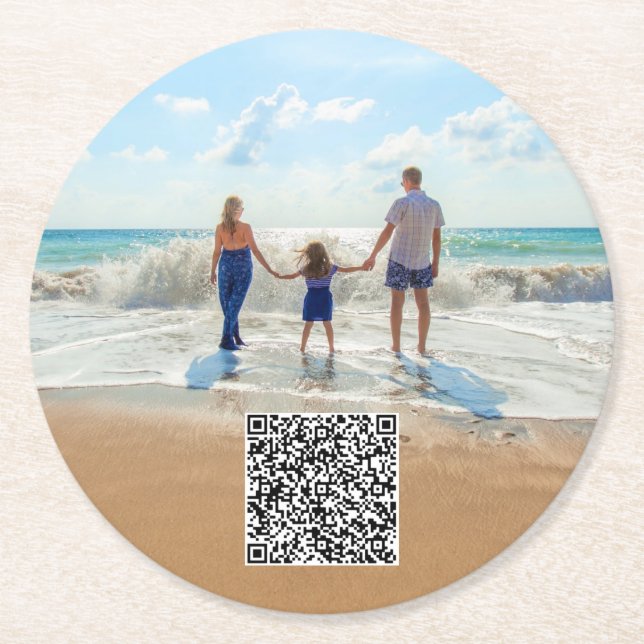 Anpassade fotopappersunderlägg med din QR-kod Underlägg Papper Rund (Framsidan)