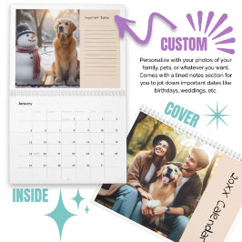 Anpassade fotopatfamiljspets med länkade antecknin kalender