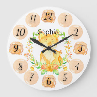 Anpassade Fox Nursery Clock Large Stor Klocka