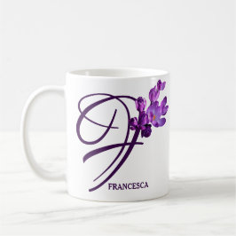 Anpassade Francesca namn lila crocusblommigt Kaffemugg