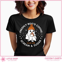 Anpassade Freshly Breved Coffee Ghost Halloween T Shirt
