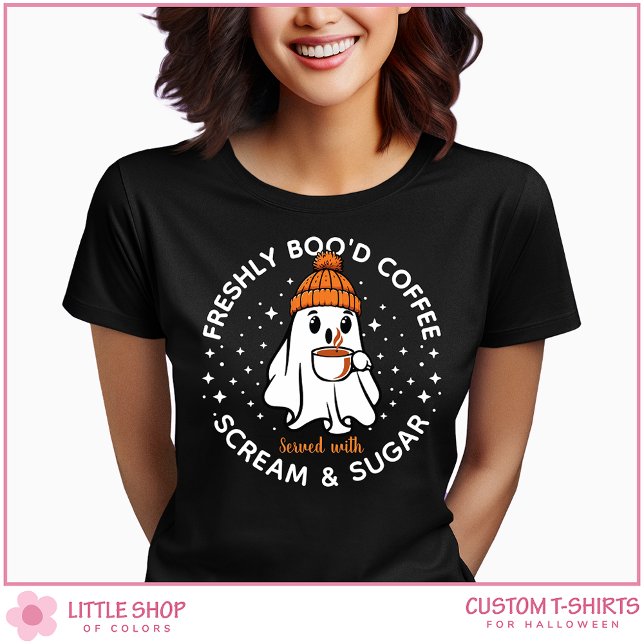 Anpassade Freshly Breved Coffee Ghost Halloween T Shirt (Skapare uppladdad)