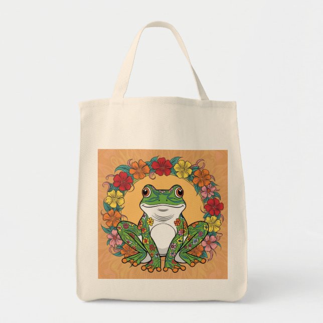 Anpassade Frog Flower Power Tygkasse (Framsidan)