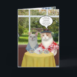 Anpassade Funny Cat Birthday för fru Kort<br><div class="desc">Ett roligt födelsedagskort för en fru som gillar att handla,  med Missy & Bubba.  Du kan anpassa all text,  ändra typsnitt,  teckensnittsstorlek och färg.  Gräsmatta och bänken i bakgrunden på framsidan och mall på insidan är tack vare publikbilder.</div>