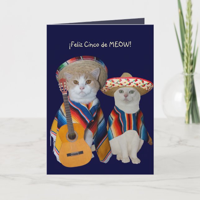 Anpassade Funny Cat Cinco de Mayo Kort (Framsida)