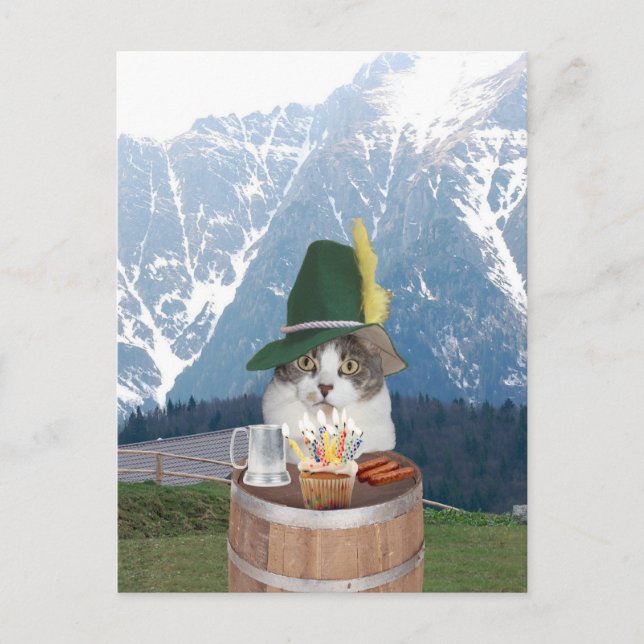 Anpassade Funny Cat/Kattunge födelsedagskort Vykort (Framsida)