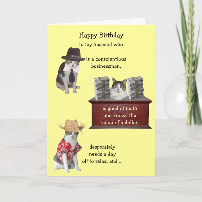 Anpassade Funny Cat Male Birthday Kort (Framsida)
