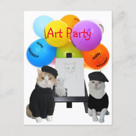 Anpassade Funny Cats Art Party-inbjudan Inbjudningar