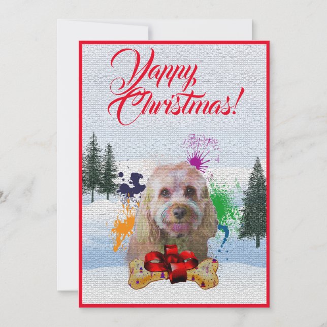 Anpassade Funny Cavapoo Hund Yappy Julafton Card Meddelande (Framsida)