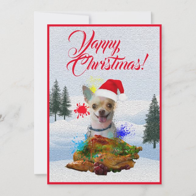 Anpassade Funny Chihuahua Hund Yappy Julafton Card Meddelande (Framsida)