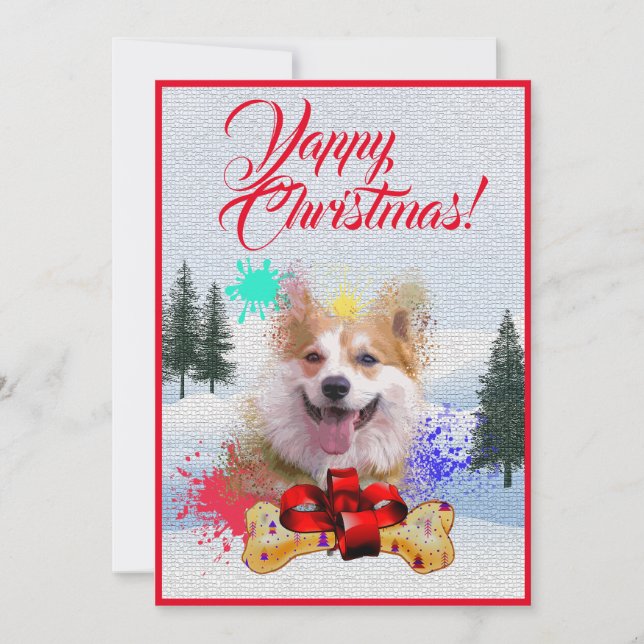 Anpassade Funny Corgi Hund Yappy Julafton Card Meddelande (Framsida)