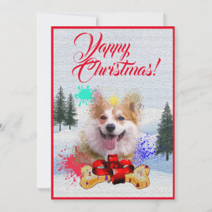 Anpassade Funny Corgi Hund Yappy Julafton Card Meddelande