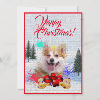 Anpassade Funny Corgi Hund Yappy Julafton Card Meddelande