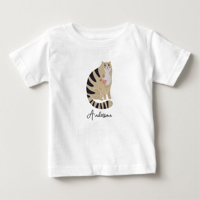 Anpassade Funny Cute Smiling Cat Baby Bib T Shirt (Framsida)