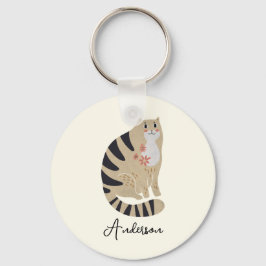 Anpassade Funny Cute Smiling Cat Keychain Nyckelring
