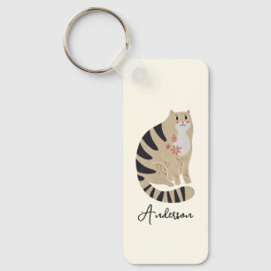 Anpassade Funny Cute Smiling Cat Nyckelring