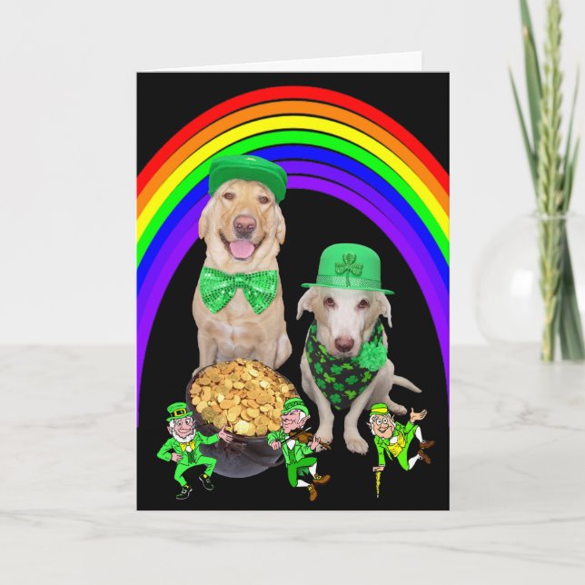 Anpassade Funny Dogs/Lab St. Patrick Card Kort (Framsida)