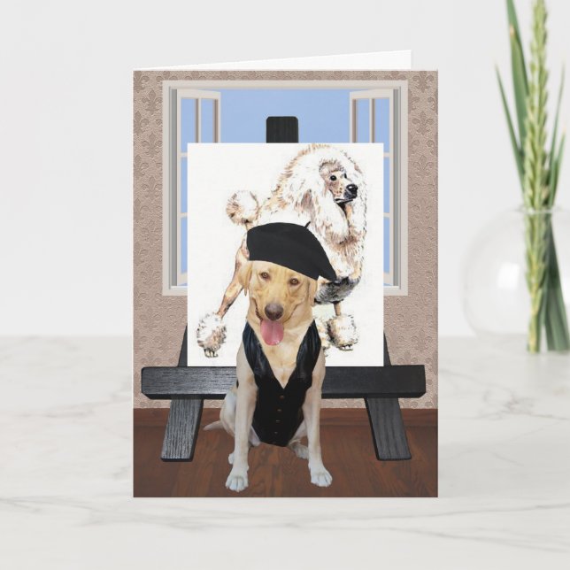 Anpassade Funny Fransk Birthday med Lab Kort (Framsida)