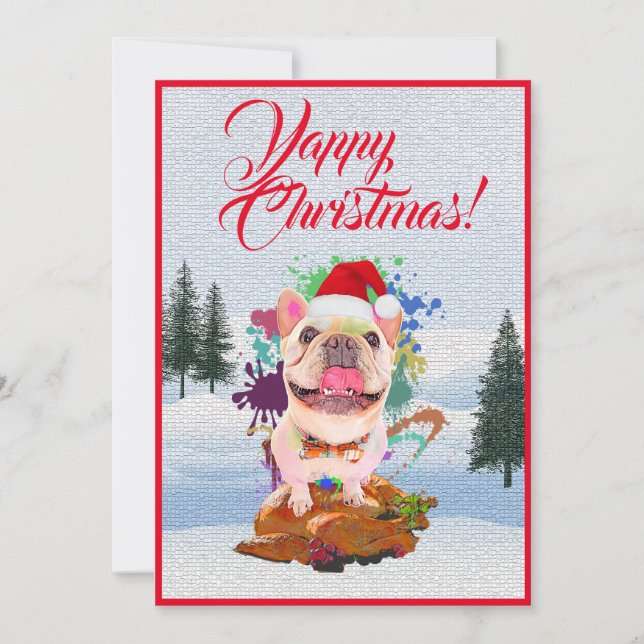 Anpassade Funny Fransk Bulldog Yappy Julafton Card Meddelande (Framsida)