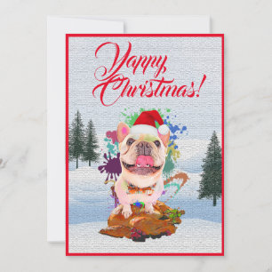 Anpassade Funny Fransk Bulldog Yappy Julafton Card Meddelande