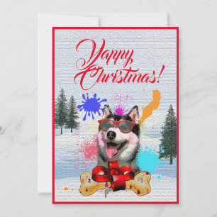 Anpassade Funny julkort Siberian husky Meddelande