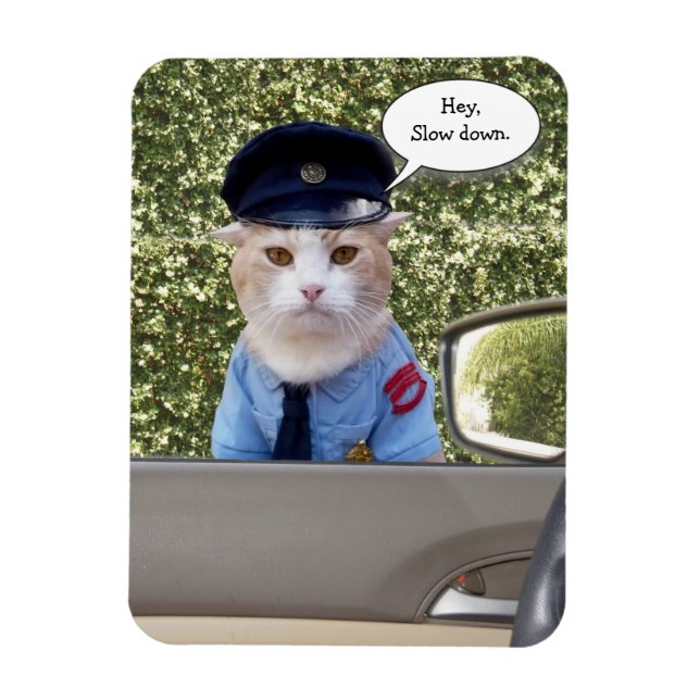 Anpassade Funny Officer Cat Magnet (Vertikal)
