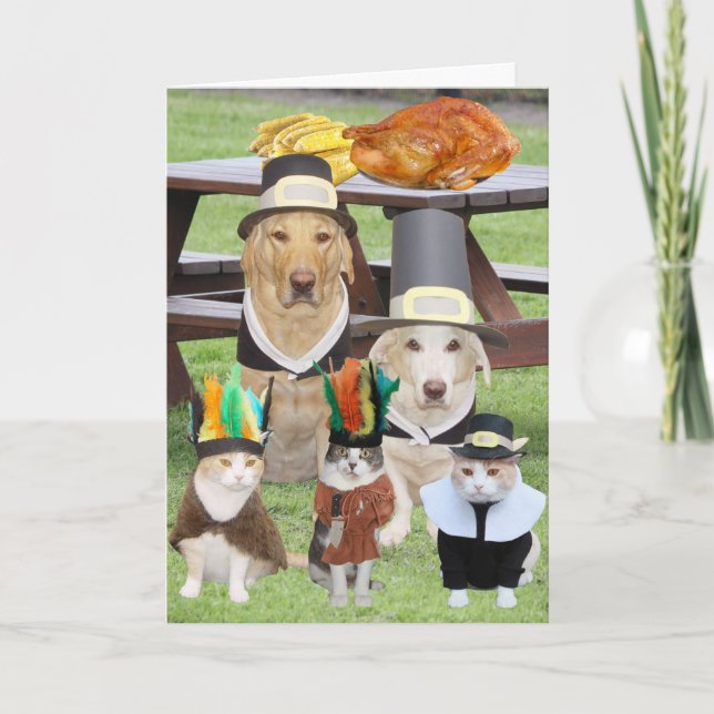 Anpassade Funny Pet-Thanksgiving Helgkort (Framsida)