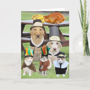 Anpassade Funny Pet-Thanksgiving Helgkort