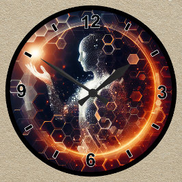 Anpassade Futuristiska Digital Hexagonal Aura Rund Klocka