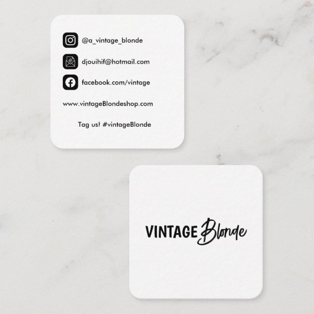 Anpassade Fyrkantiga Logotyp Visitkort | Rundade H (Fram/baksida)