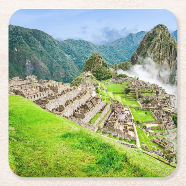 Anpassade fyrkantiga underlägg Machu Picchu (Framsidan)