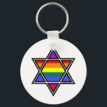 Anpassade Gay pride Rainbow Star of David Nyckelring<br><div class="desc">Anpassade Gay pride Rainbow Star of David</div>