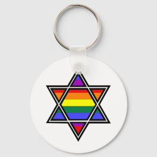 Anpassade Gay pride Rainbow Star of David Nyckelring