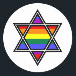 Anpassade Gay pride Rainbow Star of David Runt Klistermärke<br><div class="desc">Anpassade Gay pride Rainbow Star of David</div>
