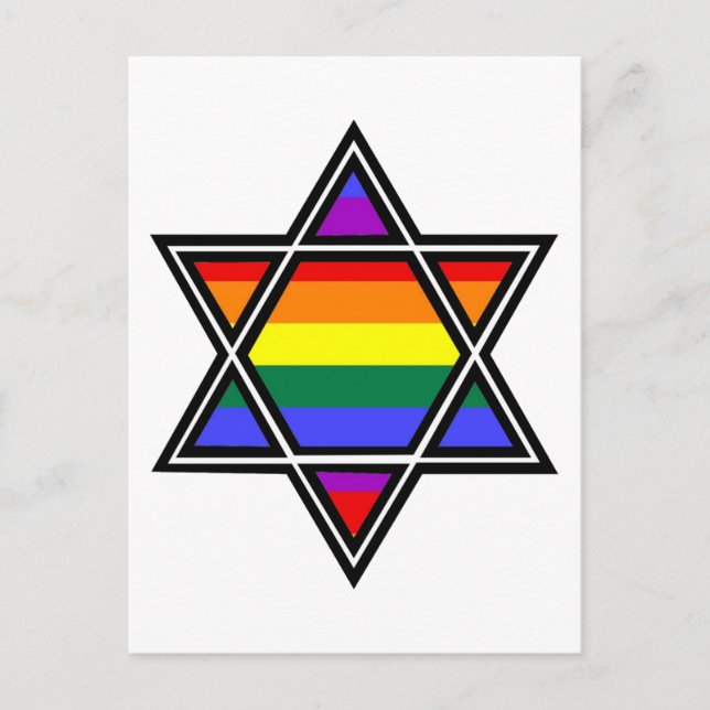 Anpassade Gay pride Rainbow Star of David Vykort (Framsida)