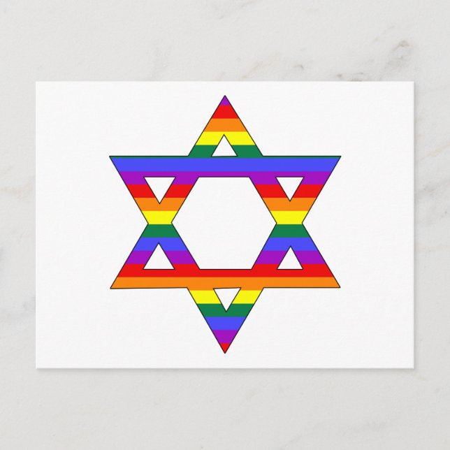 Anpassade Gay pride Rainbow Star of David Vykort (Framsida)
