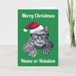 Anpassade Geek Cat-julkort Helgkort