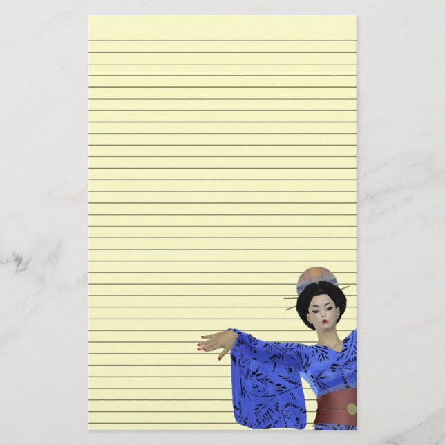 Anpassade Geisha Stationery - linjer (tillval) Brevpapper (Framsida)