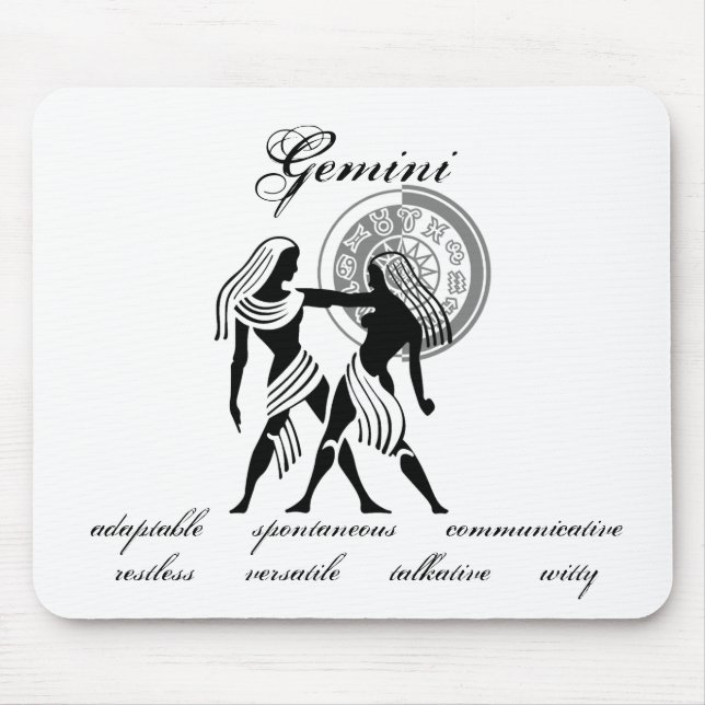 Anpassade Gemini-egenskaper av grekisk-stil Zodiac Musmatta (Framsidan)