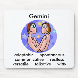 Anpassade Gemini-egenskaper med Cute Tecknad Twill Musmatta